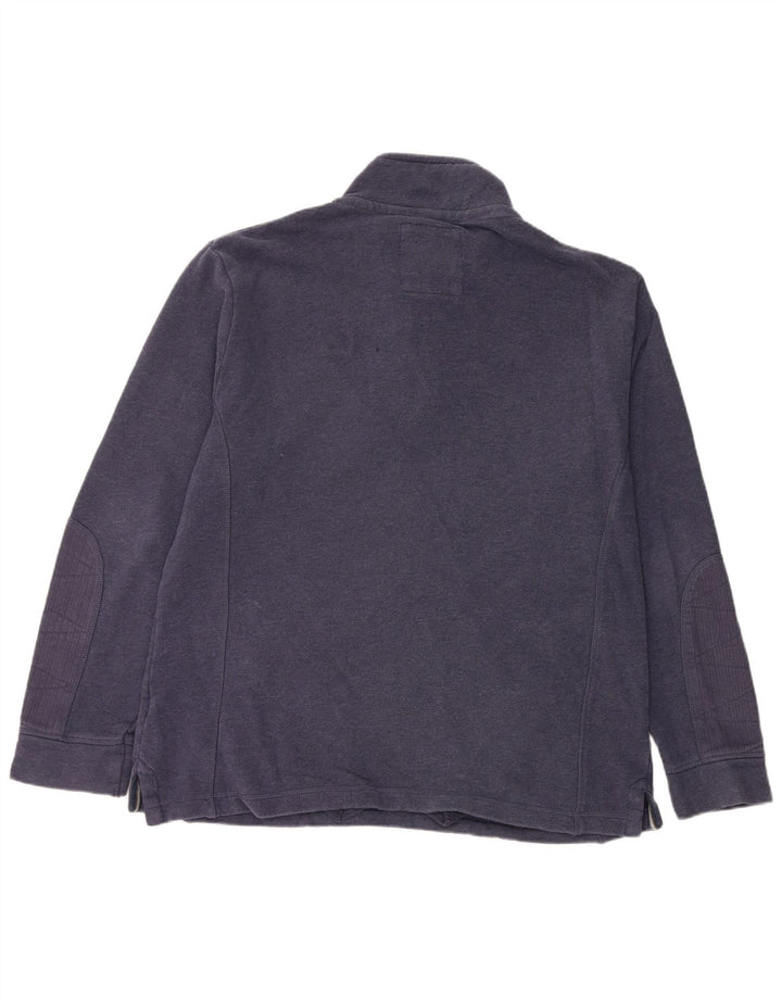 Besætningstøj Herre Button Neck Sweatshirt Jumper XL Navy Blue Bomuld