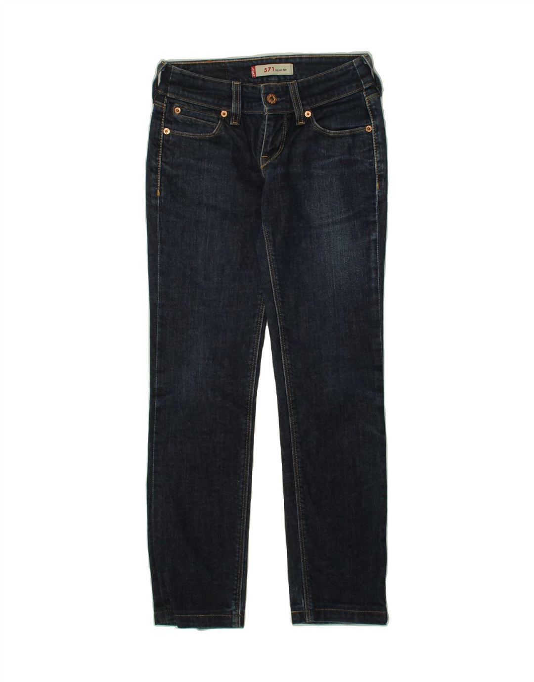 LEVI'S Womens 571 Slim Jeans W26 L27 Navy Blue Cotton Vintage Levi's and Second-Hand Levi's from Messina Hembry 