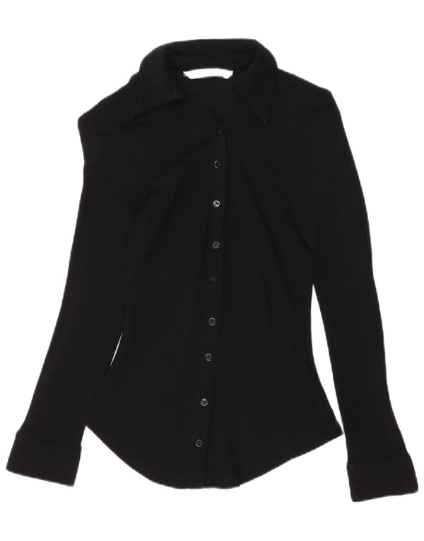 Zara skjortebluse til kvinder UK 6 XS Sort viskose