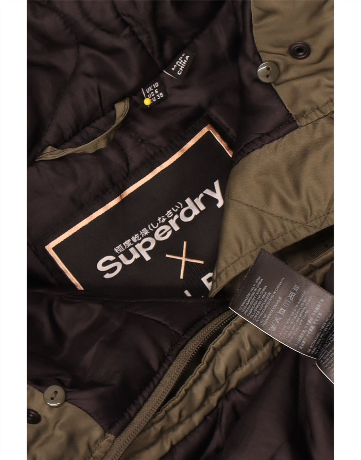 Superdry Parkajakke med hætte til kvinder UK 10 Lille grøn polyester