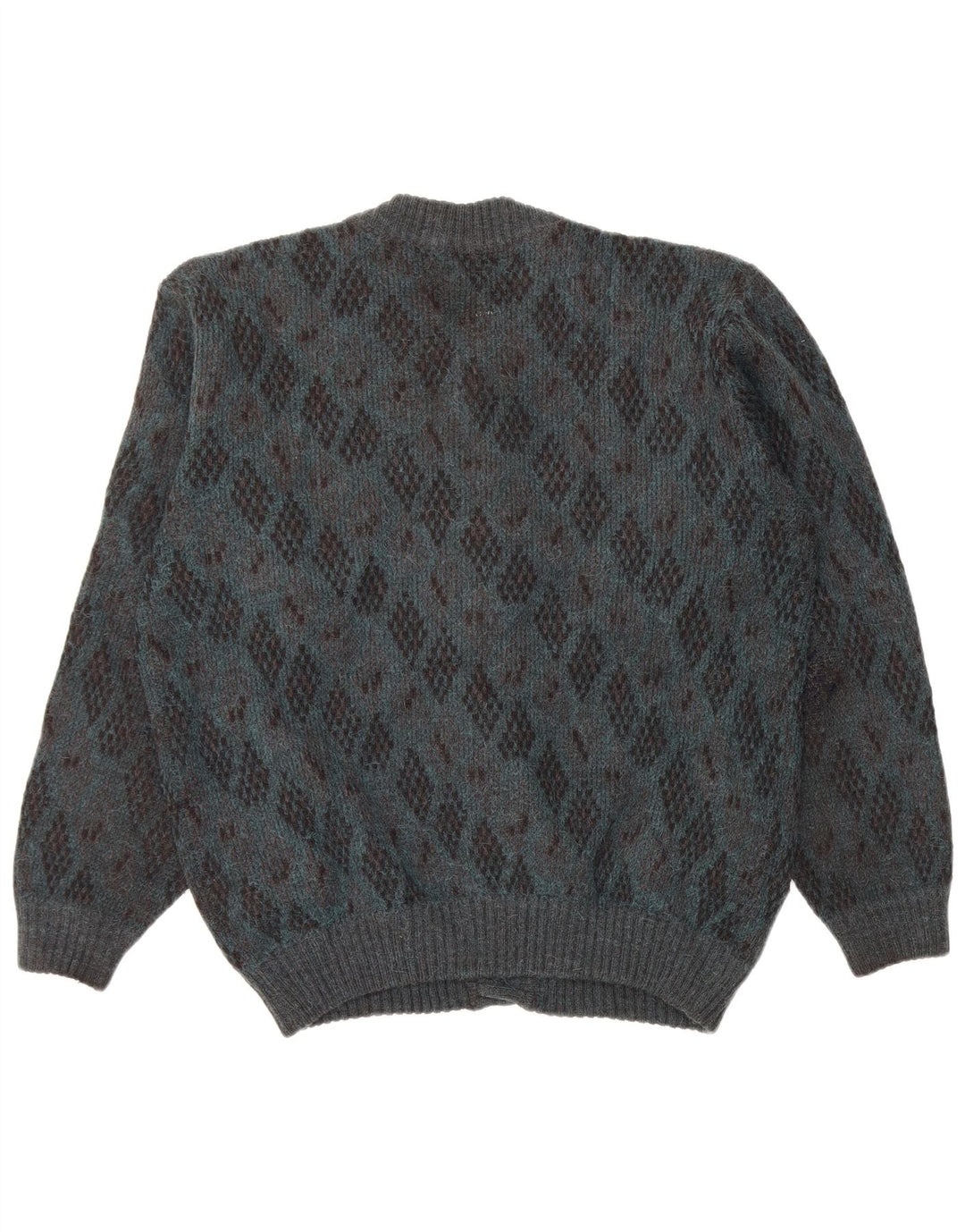 Vintage herre cardigan sweater Large Blue Argyle/Diamond Alpaca Wool