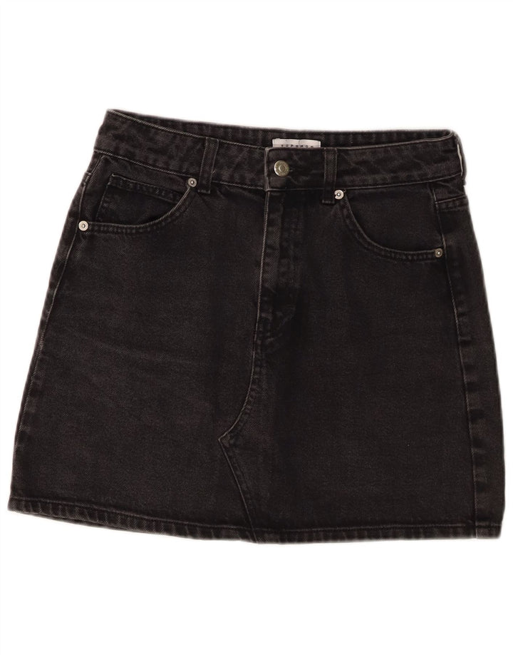 TOPSHOP Dame denimnederdel UK 10 Small W26 Black Bomuld