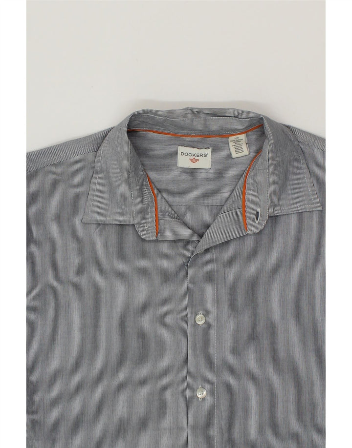 DOCKERS Mens Shirt Large Blue Pinstripe Cotton Vintage Dockers and Second-Hand Dockers from Messina Hembry 