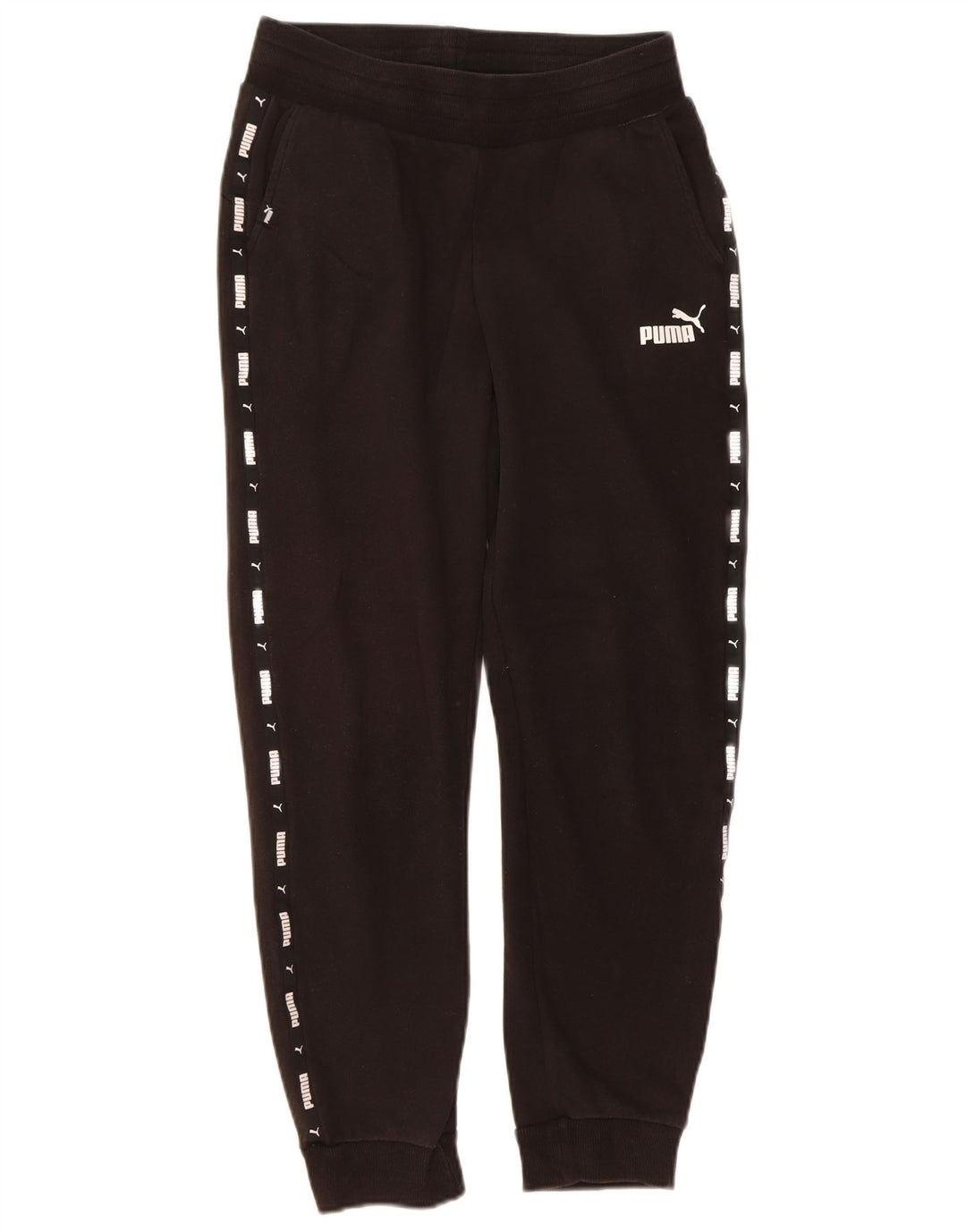 PUMA Womens Graphic Tracksuit Trousers Joggers UK 10 Small Black Polyester