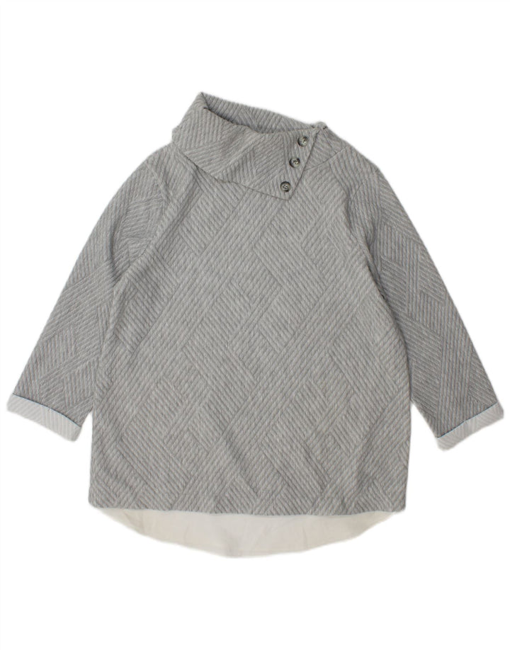 Phase Eight Dame Roll Neck Jumper Sweater UK 12 Medium Grå Geometrisk