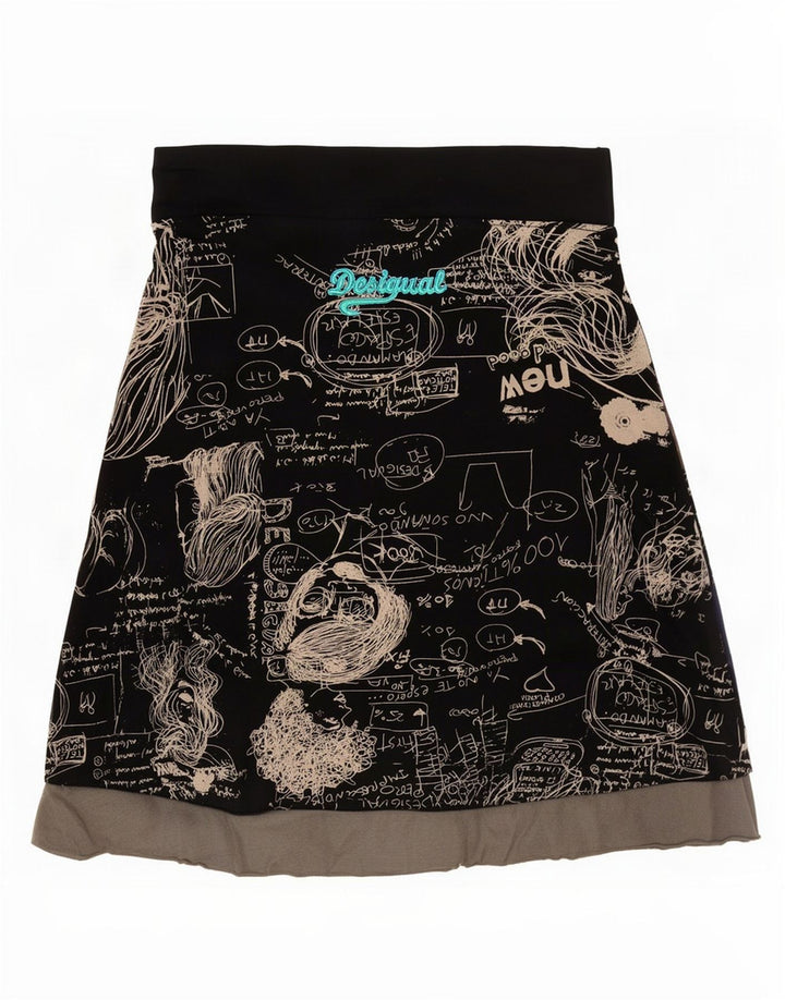 Desigual Kvinder grafisk A-line nederdel Medium W30 Sort Geometrisk