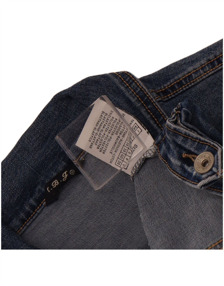 VINTAGE Womens Denim Jacket UK 12 Medium Navy Blue Cotton