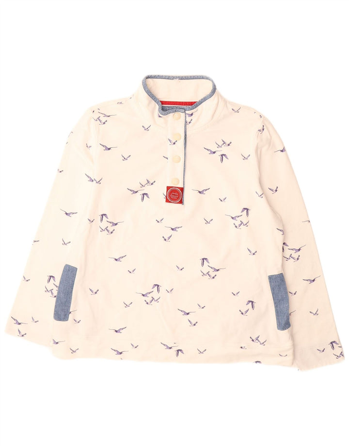 Joules Womens Abstrakt mønster Sweatshirt Jumper UK 16 Large White