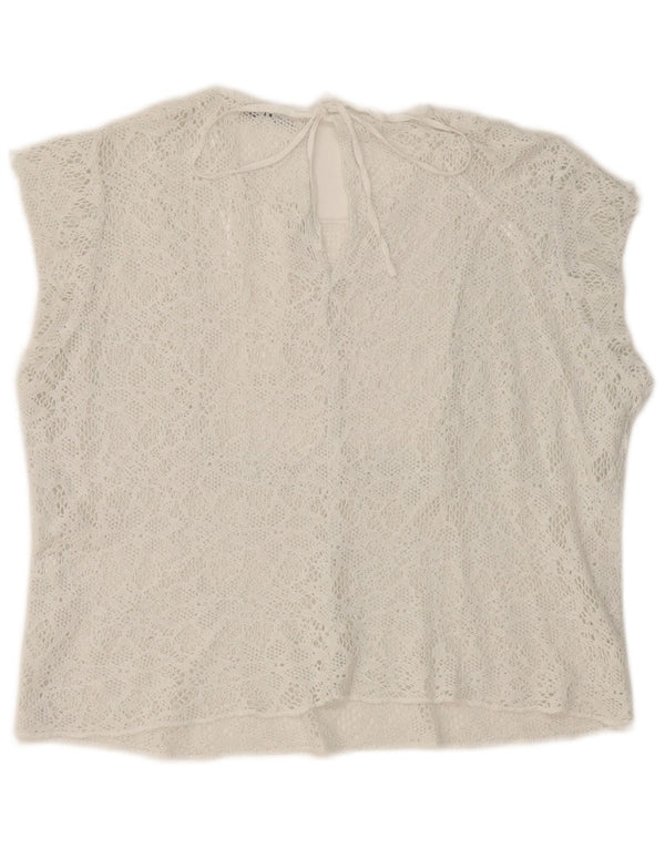 Zara Womens Crop Blondebluse Top UK 16 Large White