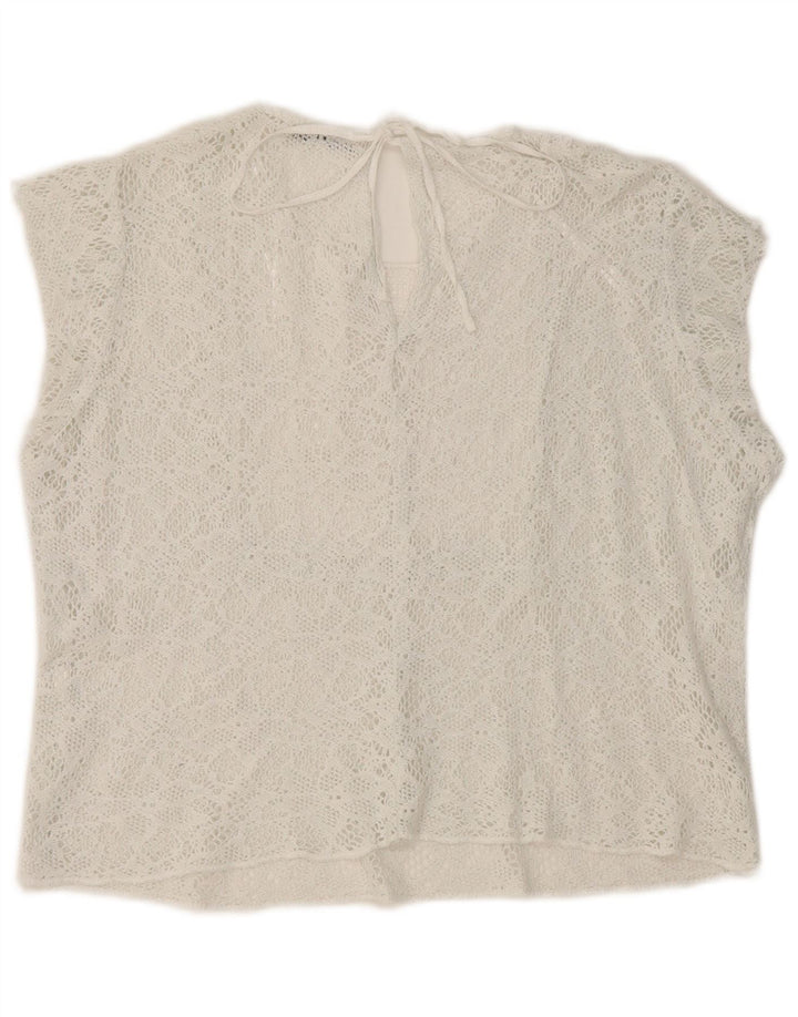 Zara Womens Crop Blondebluse Top UK 16 Large White