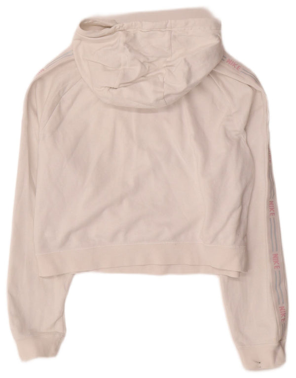 NIKE Oversized grafisk hættetrøjetrøje til kvinder UK 10 Lille hvid
