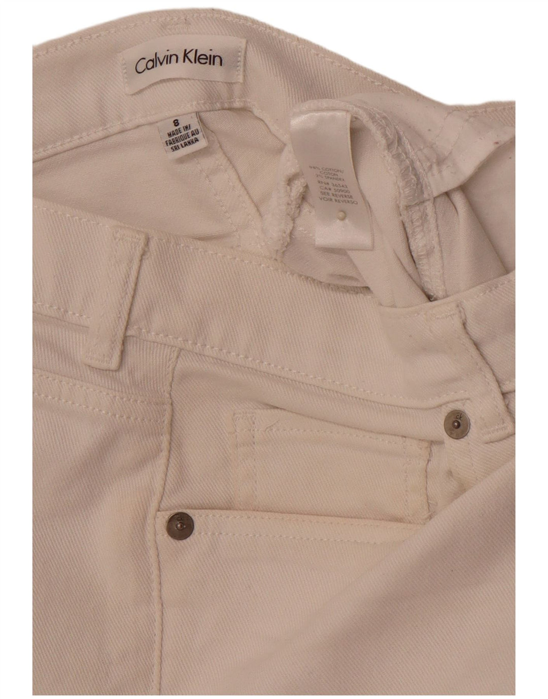 CALVIN KLEIN Dame Denim Shorts US 8 Medium W32 Hvid Bomuld