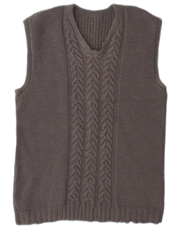 Vintage Dame Vest Tank Top UK 14 Medium Grey