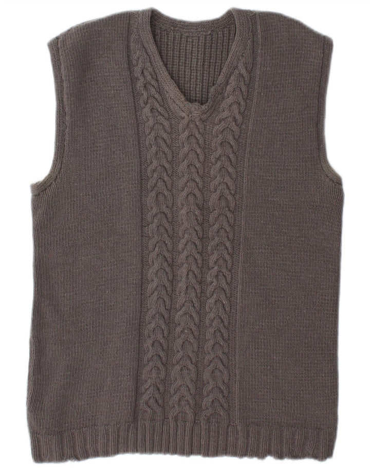 Vintage Dame Vest Tank Top UK 14 Medium Grey