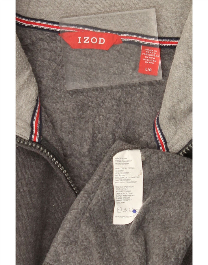 IZOD Sweatshirt med lynlås til mænd, stor grå bomuld