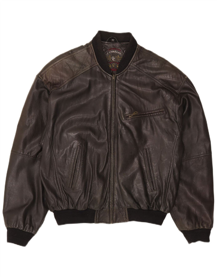 C.Comberti Herre Bomber Læderjakke IT 50 Stor Sort Læder