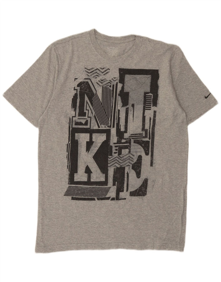 Nike Herre Regular Fit Grafisk T-Shirt Top Stor Grå Bomuld