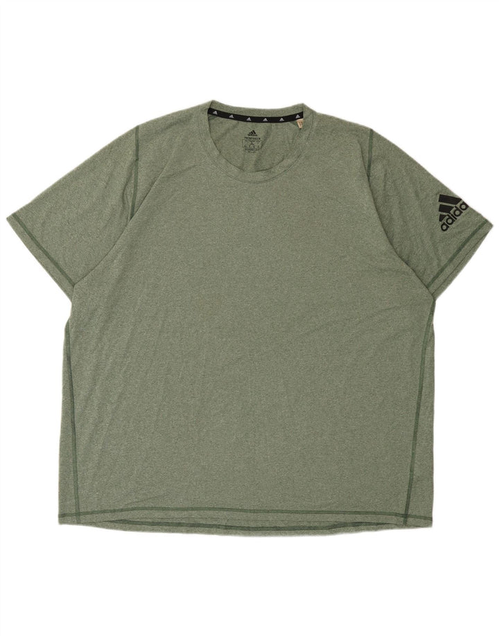 ADIDAS Aeroready T-Shirt Top 2XL Khaki Flecked Polyester