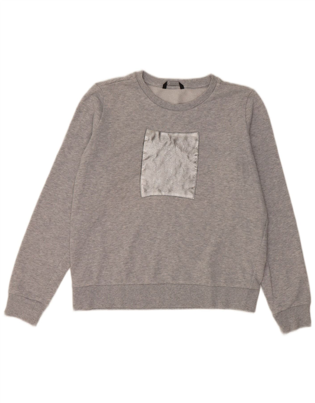 Armani Exchange Dame Grafisk Sweatshirt Jumper UK 16 Stor Grå Bomuld