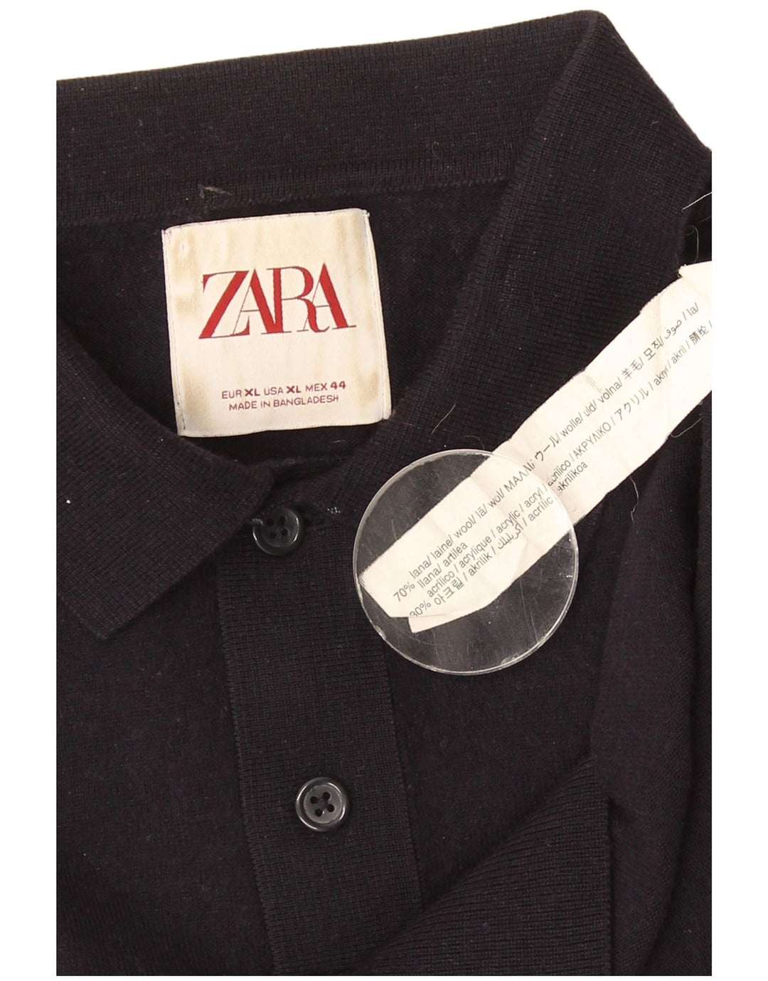 Zara Herre Polo Neck Jumper Sweater XL Navy Blue Uld