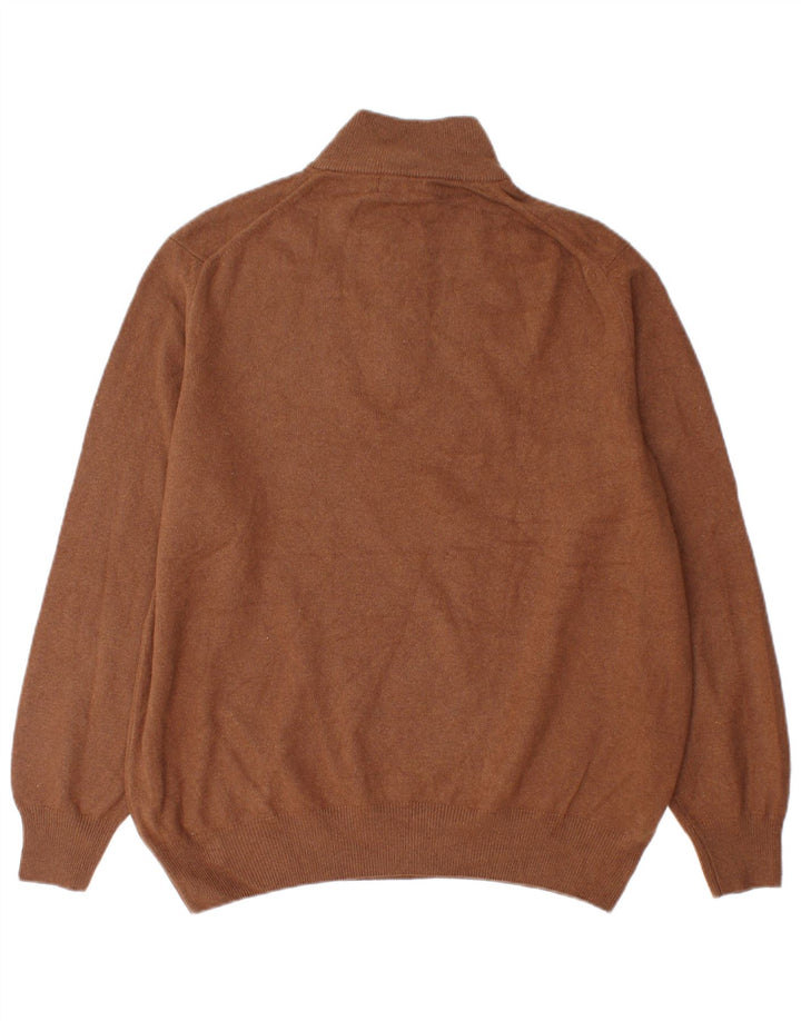 Massimo Dutti Herre Zip Neck Jumper Sweater 2XL Brun Uld