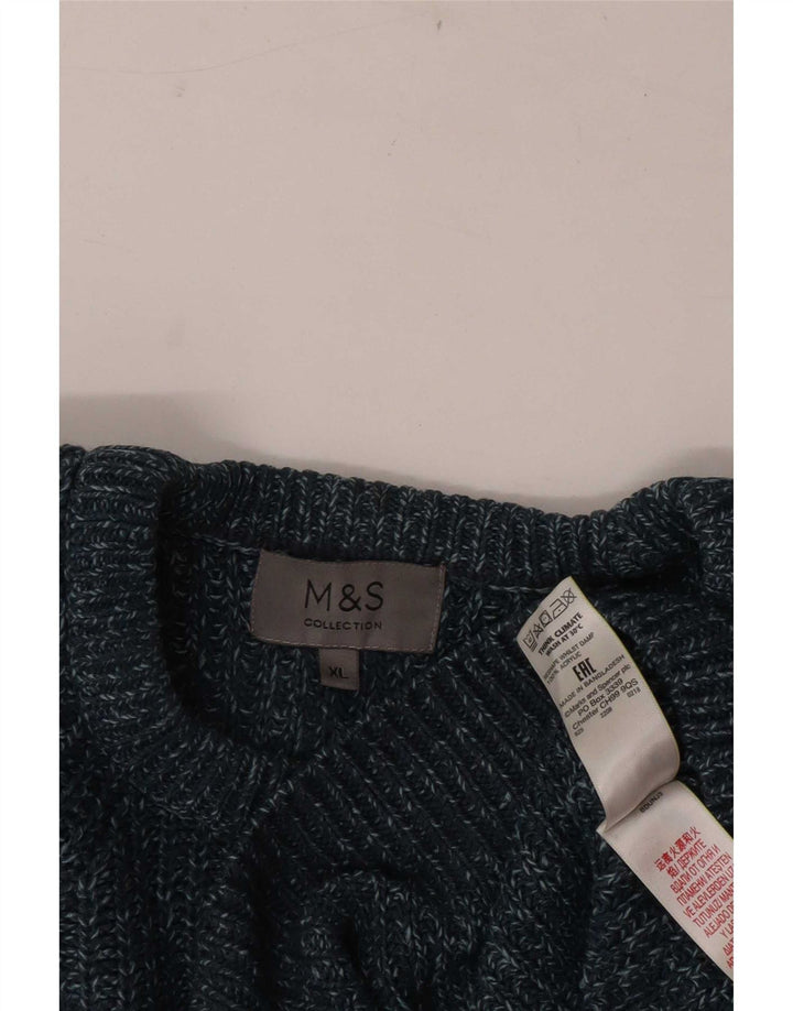 Marks & Spencer Herre Boat Neck Jumper Sweater XL Blå Akryl