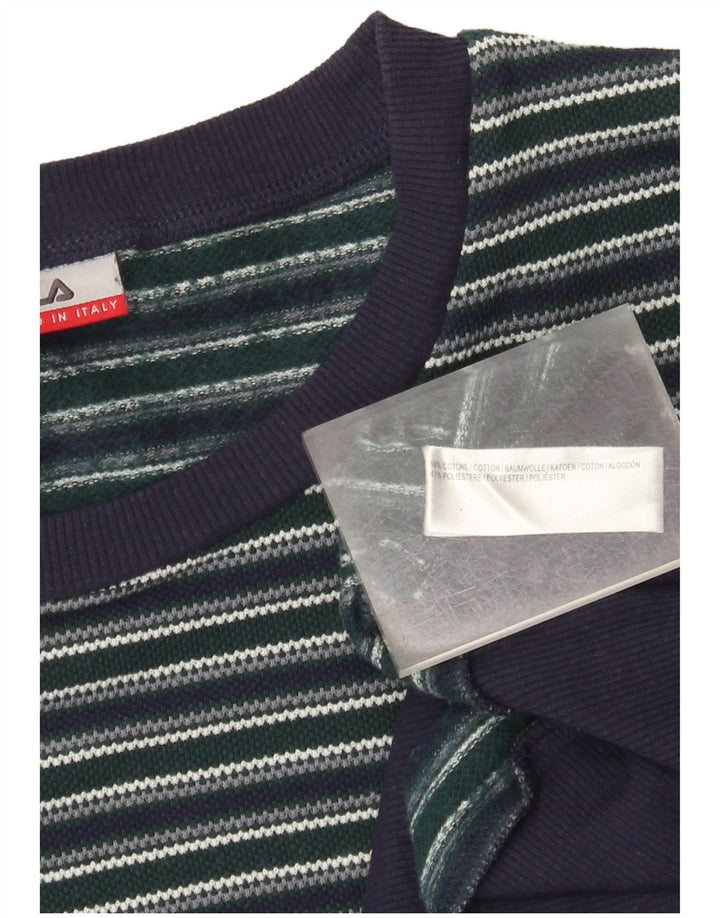 Fila Herre rund hals sweater stor marineblå stribet bomuld