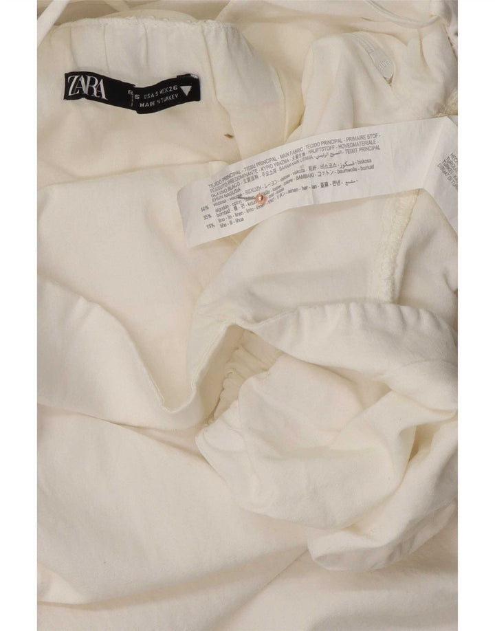Zara Dame Mini Off Shoulder Kjole UK 8 Small White Viscose