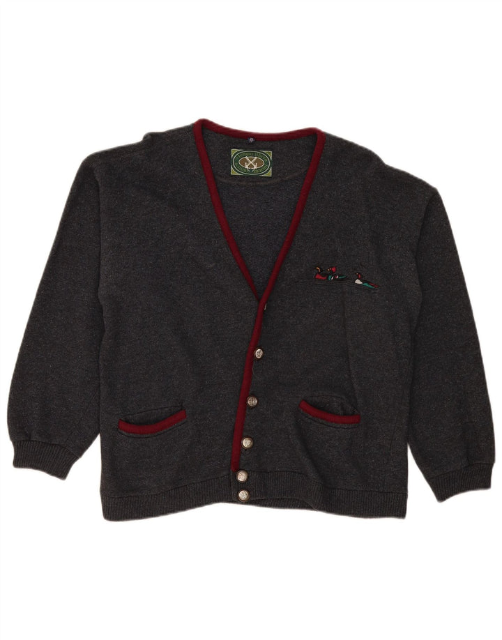 Vintage herre cardigan sweater mellemgrå uld