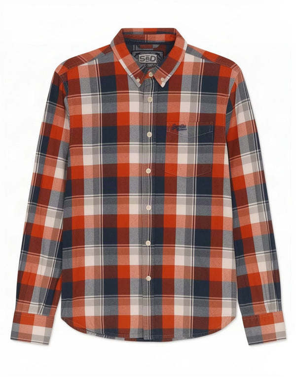 Superdry Flanelskjorte til mænd, stor rød ternet bomuld