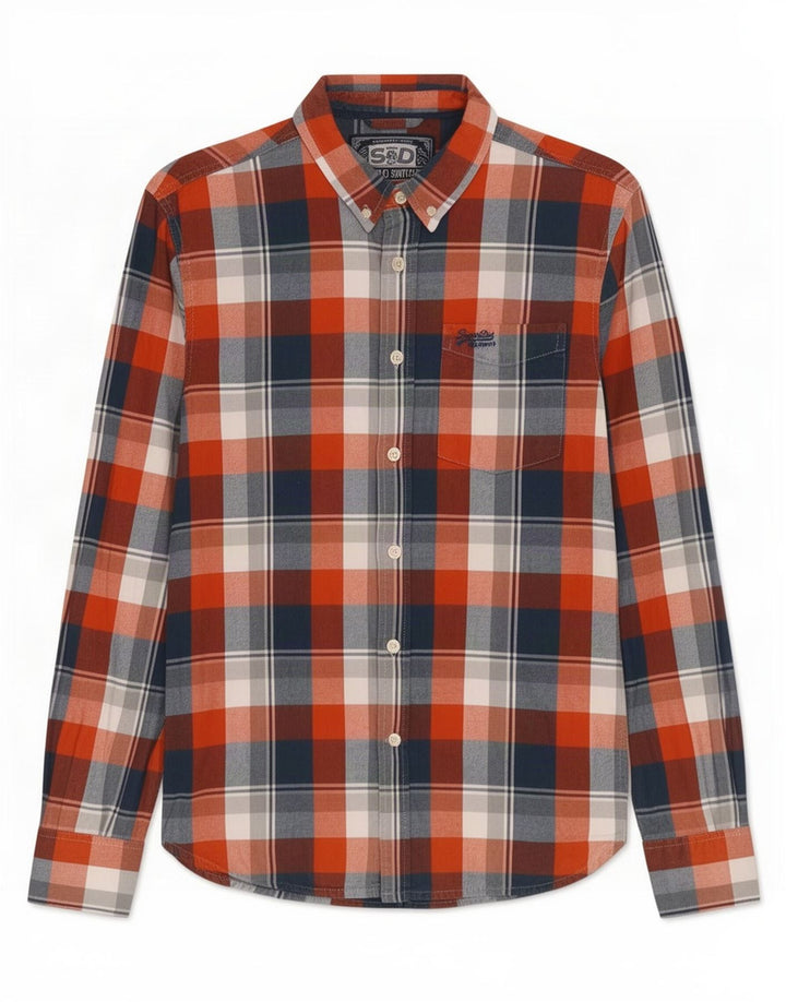 Superdry Flanelskjorte til mænd, stor rød ternet bomuld