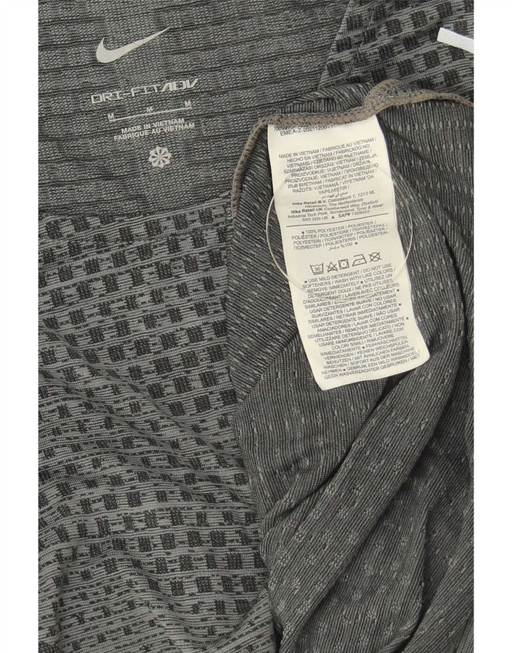Nike herre Dri Fit T-shirt top mellemgrå geometrisk polyester