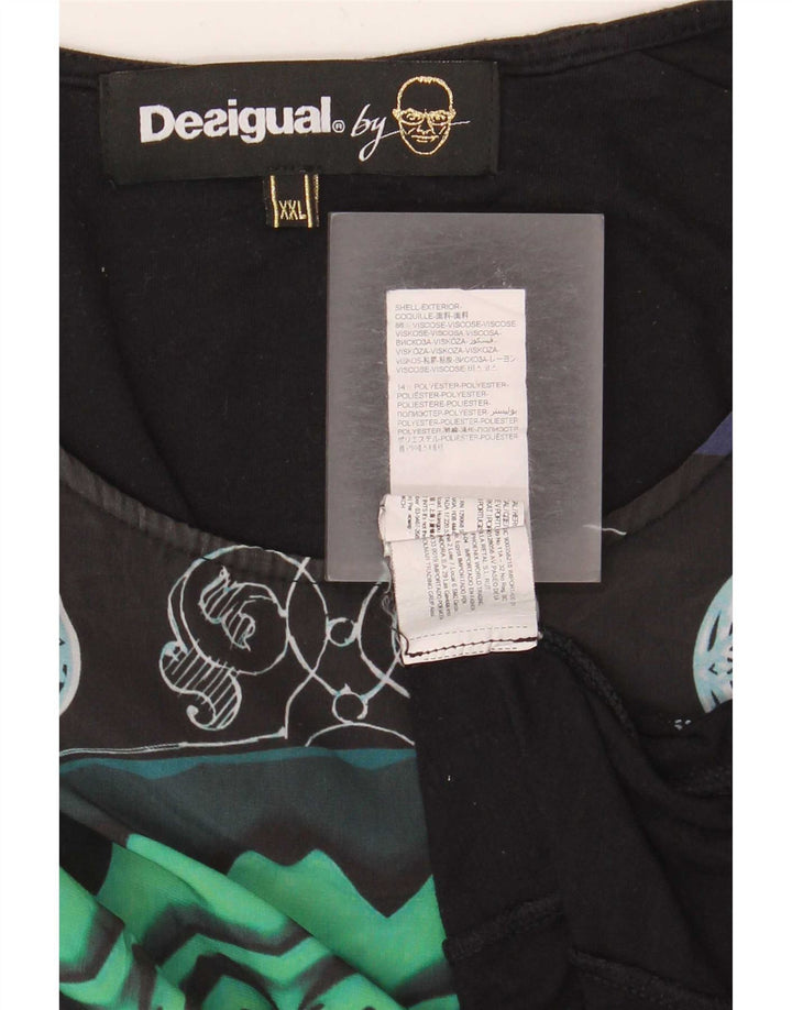Desigual Kvinders abstrakt mønster Top Langærmet UK 20 2XL Sort Moderne