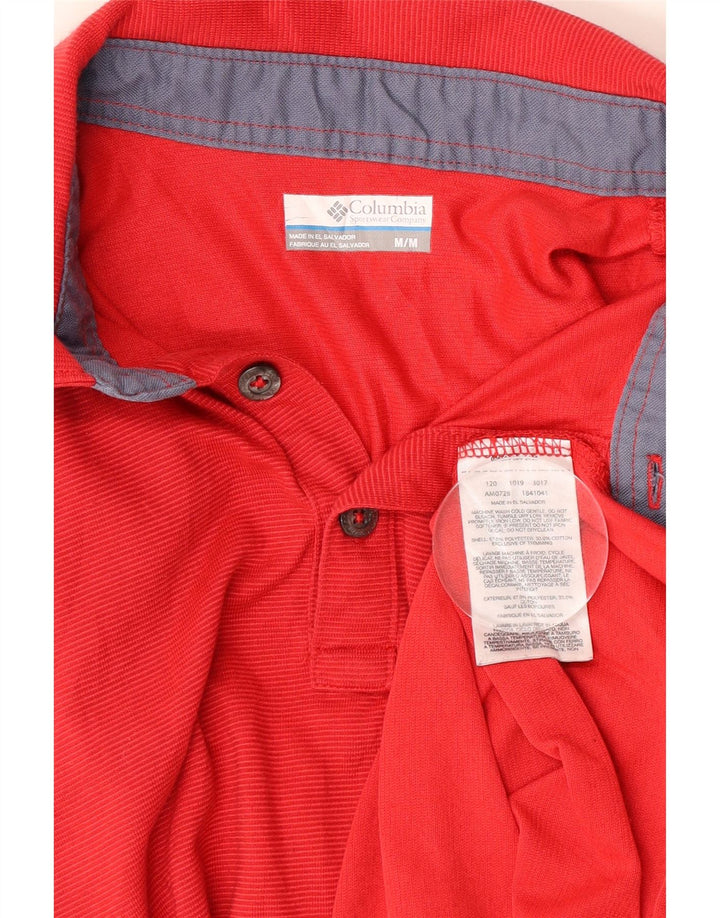 Columbia Herre Omni-Wick Polo Shirt Medium Rød Nålestribet Polyester