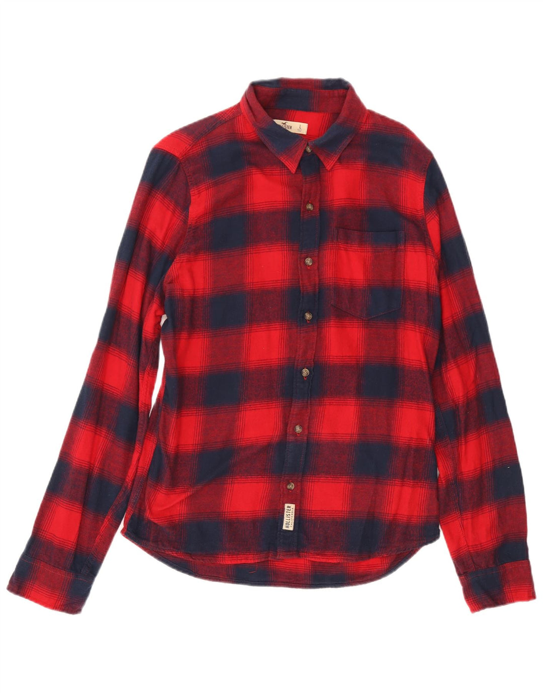 Hollister Herre flannelskjorte Stor marineblå ternet bomuld