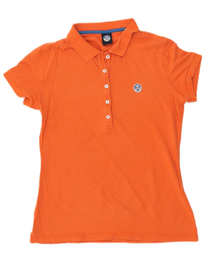 NORTH SAILS Dame Polo Shirt UK 12 Medium Orange