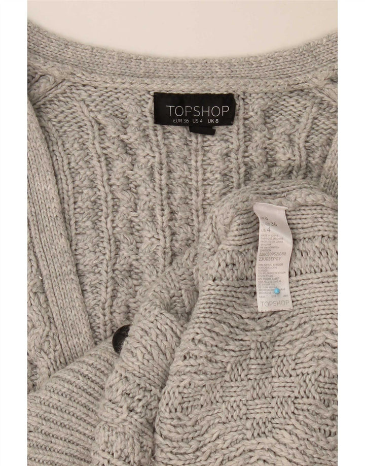 Topshop Dame Oversized Cardigan Sweater UK 8 Small Grå Akryl
