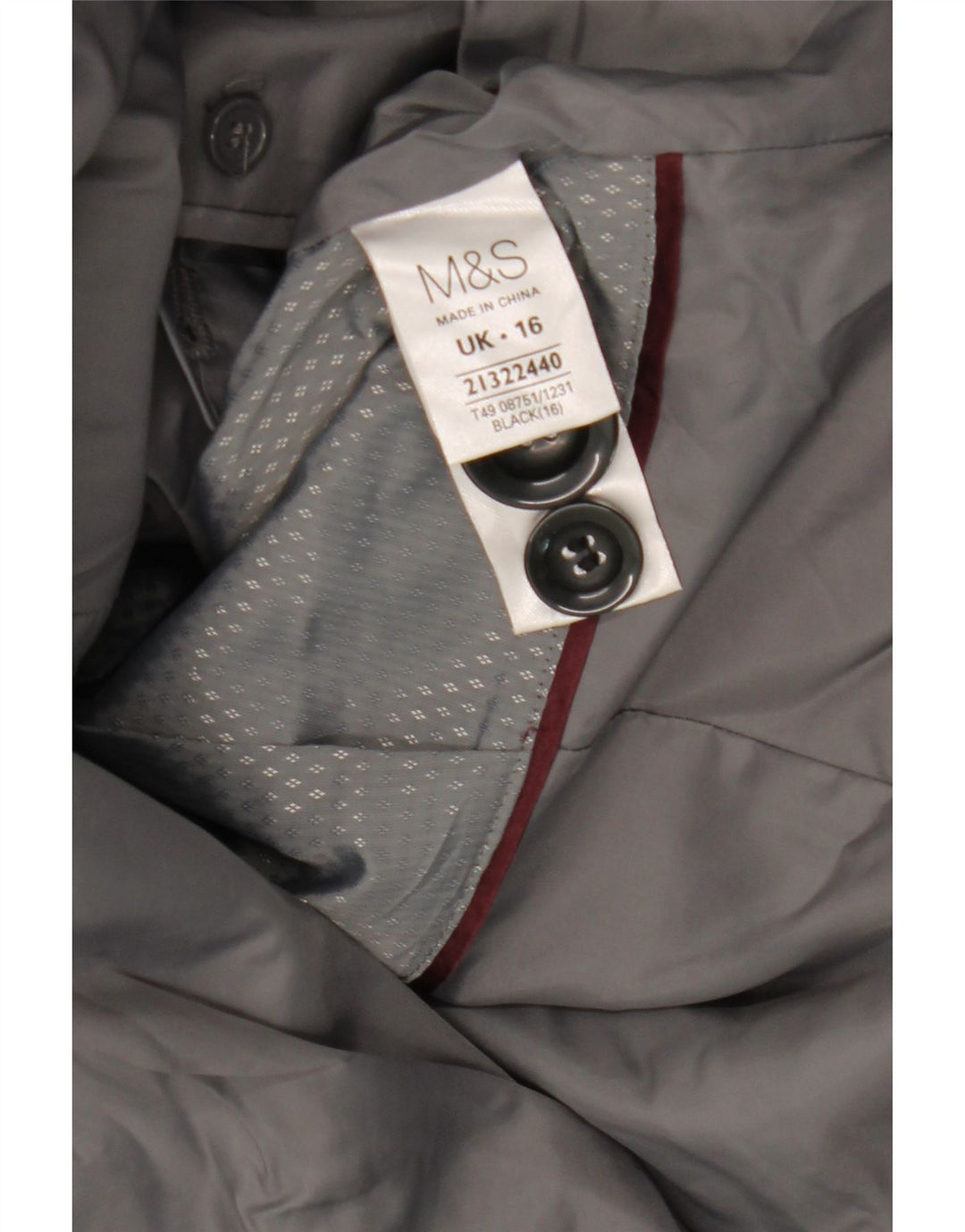 Marks & Spencer Dame Overfrakke UK 16 Stor Sort Uld