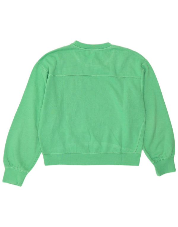 Zara Womens Crop Sweatshirt Jumper UK 14 Medium Green Bomuld
