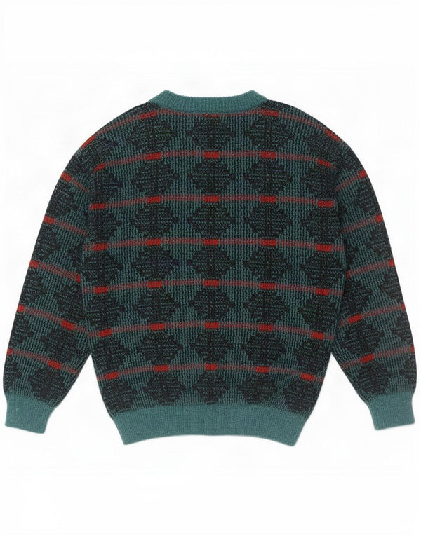 Lusso Herre Cardigan Sweater IT 50 Medium Grøn Geometrisk Akryl