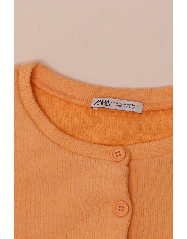 Zara Womens Crop Cardigan Top UK 12 Medium Orange