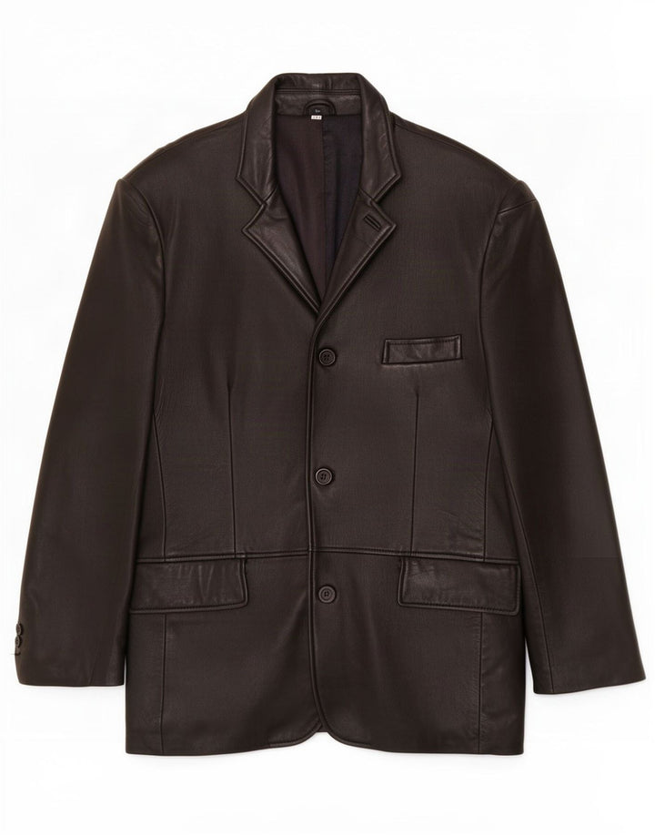 Kartel Herre 3-knaps læderblazerjakke UK 40 Large Black