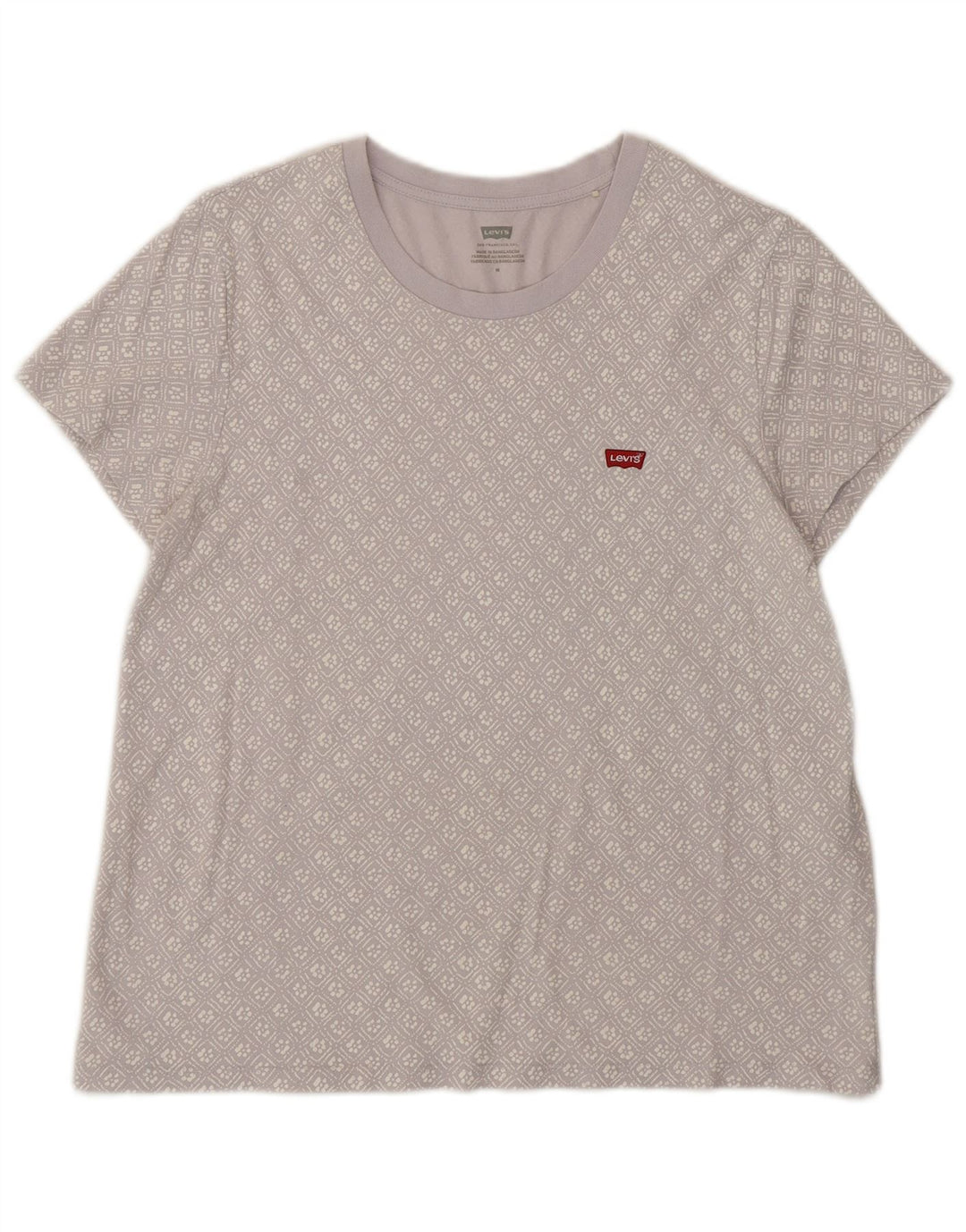 Levi's Grafisk T-shirt top til kvinder UK 14 Medium lilla geometrisk bomuld