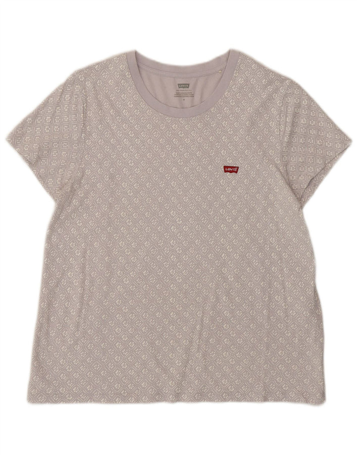Levi's Grafisk T-shirt top til kvinder UK 14 Medium lilla geometrisk bomuld