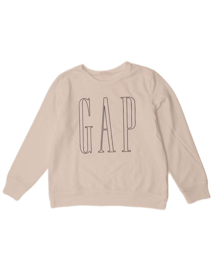 Gap Womens Grafisk Oversized Sweatshirt Jumper UK 10 Small White