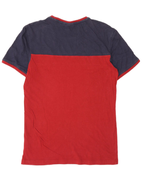 Fila Herre T-Shirt Top Lille Rød Colourblock Bomuld