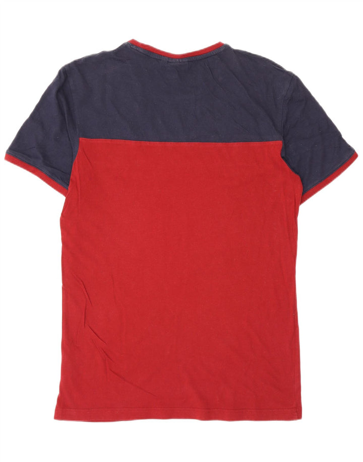 Fila Herre T-Shirt Top Lille Rød Colourblock Bomuld