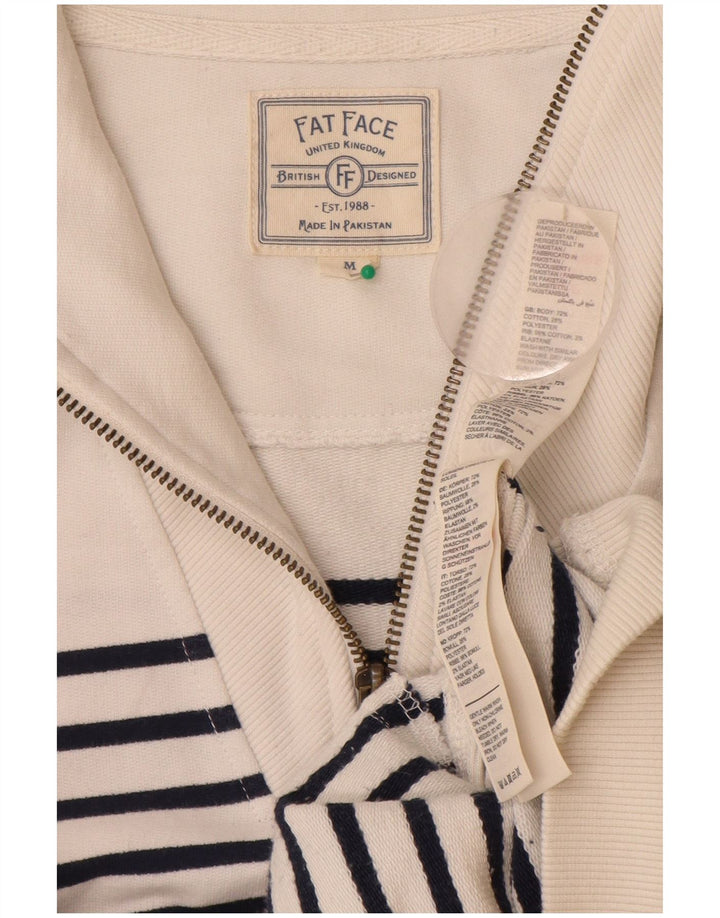 Fat Face Dame Sweatshirt Jumper UK 14 Medium Off White Stribet bomuld
