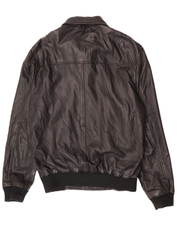 Udvalgte Herre Læder Bomber Jacket UK 40 Large Black