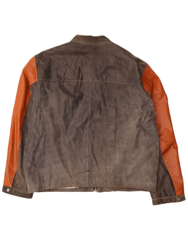 Tom Tailor Herre Læderjakke UK 44 2XL Grå Colourblock Læder